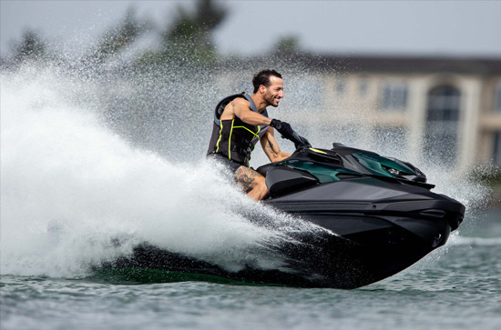 Man on Sea-Doo Watercraft RXP in black